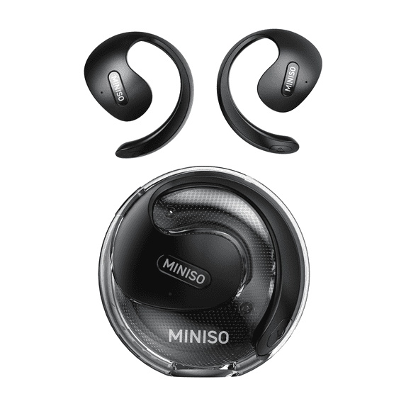MINISO X15 Bluetooth 5.4 Wireless Open-Ear Headphones - AI Translator, Noise-Cancelling Earbuds, 130+ Languages, 40H Playtime, IPX5 Waterproof, Black