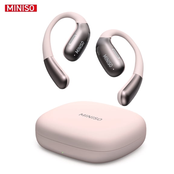 MINISO X28 Wireless Bluetooth 5.4 Earbuds Headphones, Open-Ear Design, AI Translator, 130+ Languages, 40H Playtime, IPX5 Waterproof, Pink
