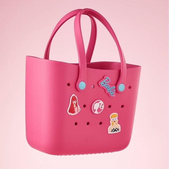 MINISO Barbie Beach Tote Bag, Cute Washable Beach Bag, Stylish Open Tote for Women & Grils