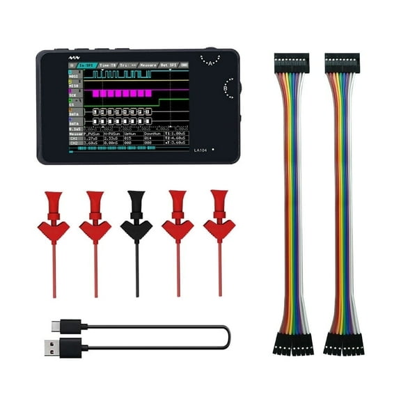 Handheld Logic Analyzer LA104, Built-in Rechargeable Battery, 4 Channels, Max Sampling Rate 100Msa/s, SPI/I2C/UART Protocol, Entry Level Logic Analyzer for Beginner