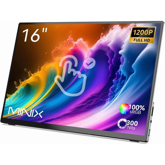 MINIX SF16 16" Portable Monitor, 1920x1200 60Hz HD IPS Screen, 100% sRGB, HDMI, Laptop Monitor Compatible with PC, Mac, Phone, Xbox, Switch —Non-Touch Edition