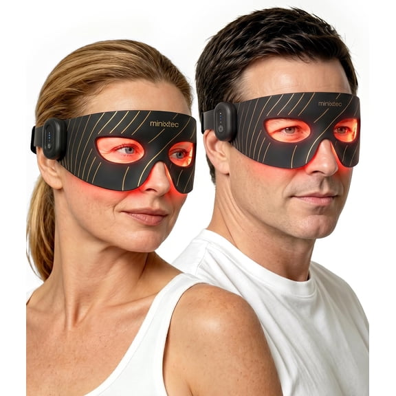 MINIXTEC Red Light Therapy Eye Mask, 96 LEDs with 630nm Red & 850nm NIR, Wireless Controller and Cooling Pack