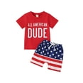 thumbnail image 1 of MINKIDFASHION Baby Boy 4th of July Independence Day Toddler Shorts Outfit Red Pants Clothing Sets, 1 of 10