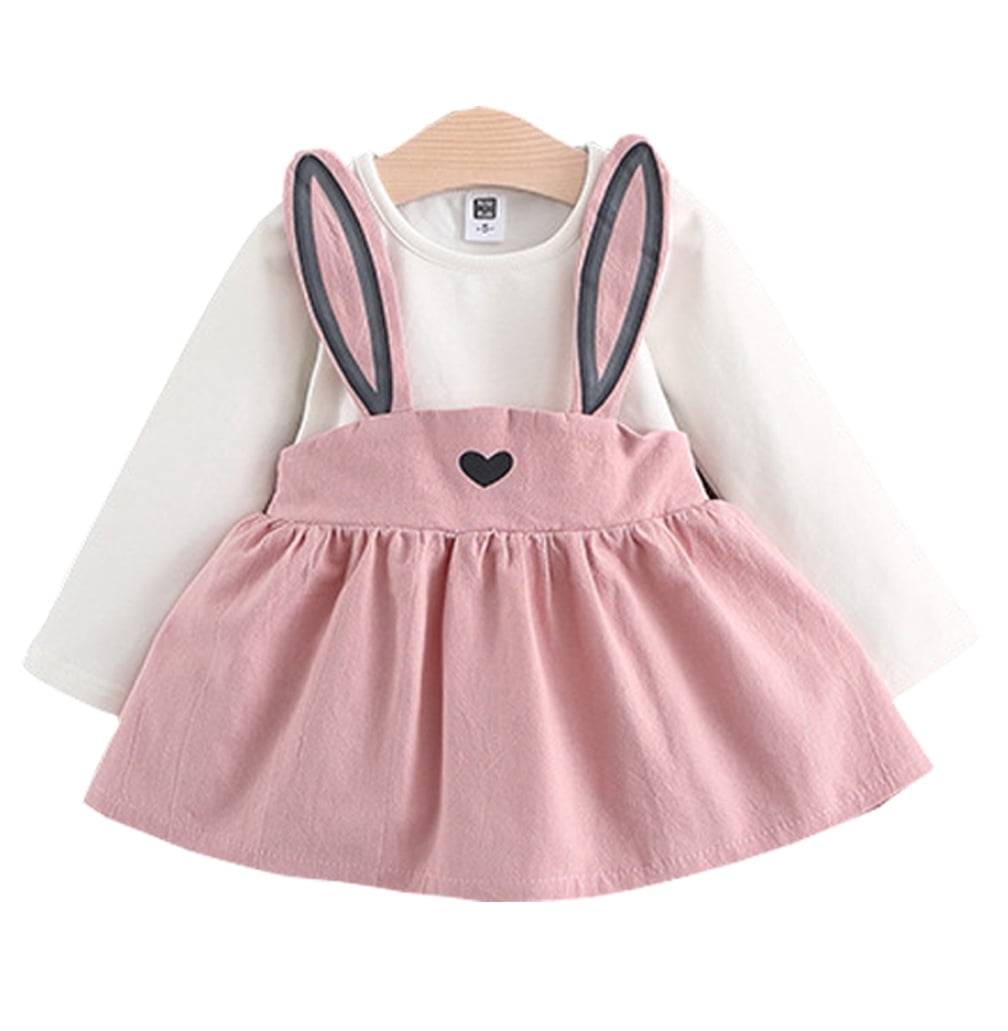 MINKIDFASHION Baby Girls Rabbit Style Long Sleeve Casual Princess Dress ...