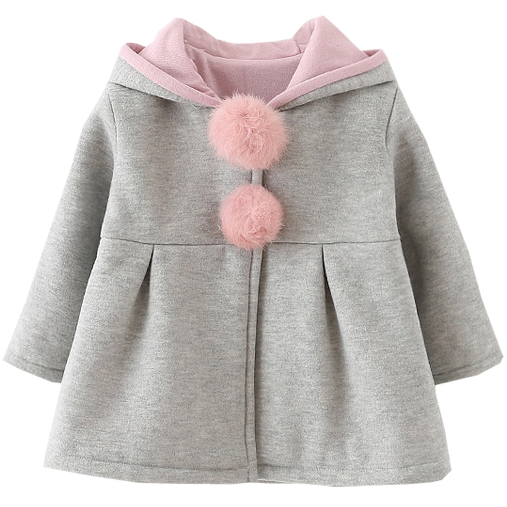 MINKIDFASHION Baby Girls Winter Autumn Cotton Warm Jacket Coat Gray 1T ...