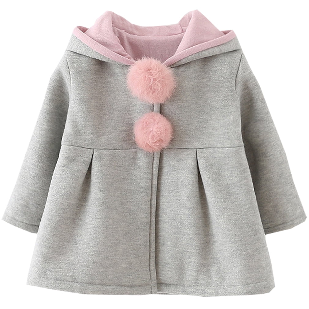MINKIDFASHION Baby Girls Winter Autumn Cotton Warm Jacket Coat Gray 3T