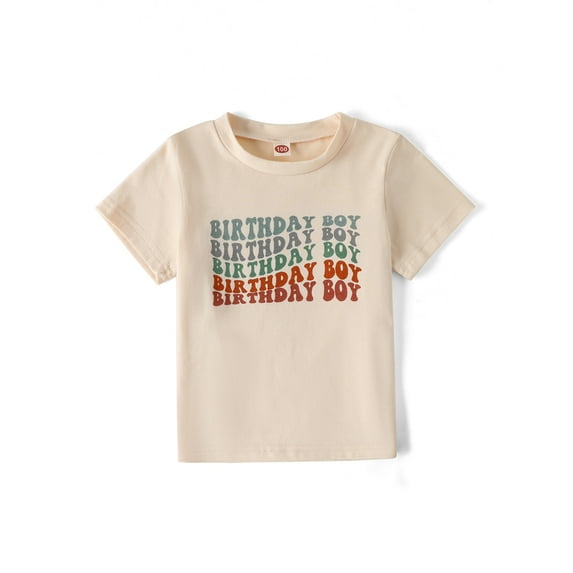 MINKIDFASHION Little Boys Short Sleeve Letter Tees Birthday Boy Clothing