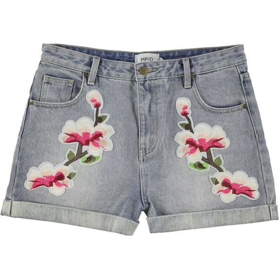 MINKPINK $79 Womens New 1275 Blue Floral Embroidered Trimmed Casual Short L B+B