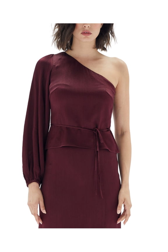 Womens One-Shoulder Peplum Top