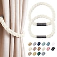thumbnail image 1 of MINKUROW 2 Pack Strong Magnetic Curtain Tiebacks Modern Simple Style Drape Tie Backs Convenient Decorative Weave Rope Curtain Holdbacks Creamy-White, 1 of 6