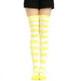 thumbnail image 1 of MINKUROW 2 Pairs Women Long Striped Socks Over Knee High Stockings for Independence Day(Yellow and White Wide Strips), 1 of 1