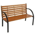 thumbnail image 1 of MINKUROW 48-inch Beautifully Designed Hardwood Slotted Steel cast Iron Frame Outdoor Terrace Garden Bench Park seat,Suitable for Outdoor,Park,Courtyard, 1 of 5