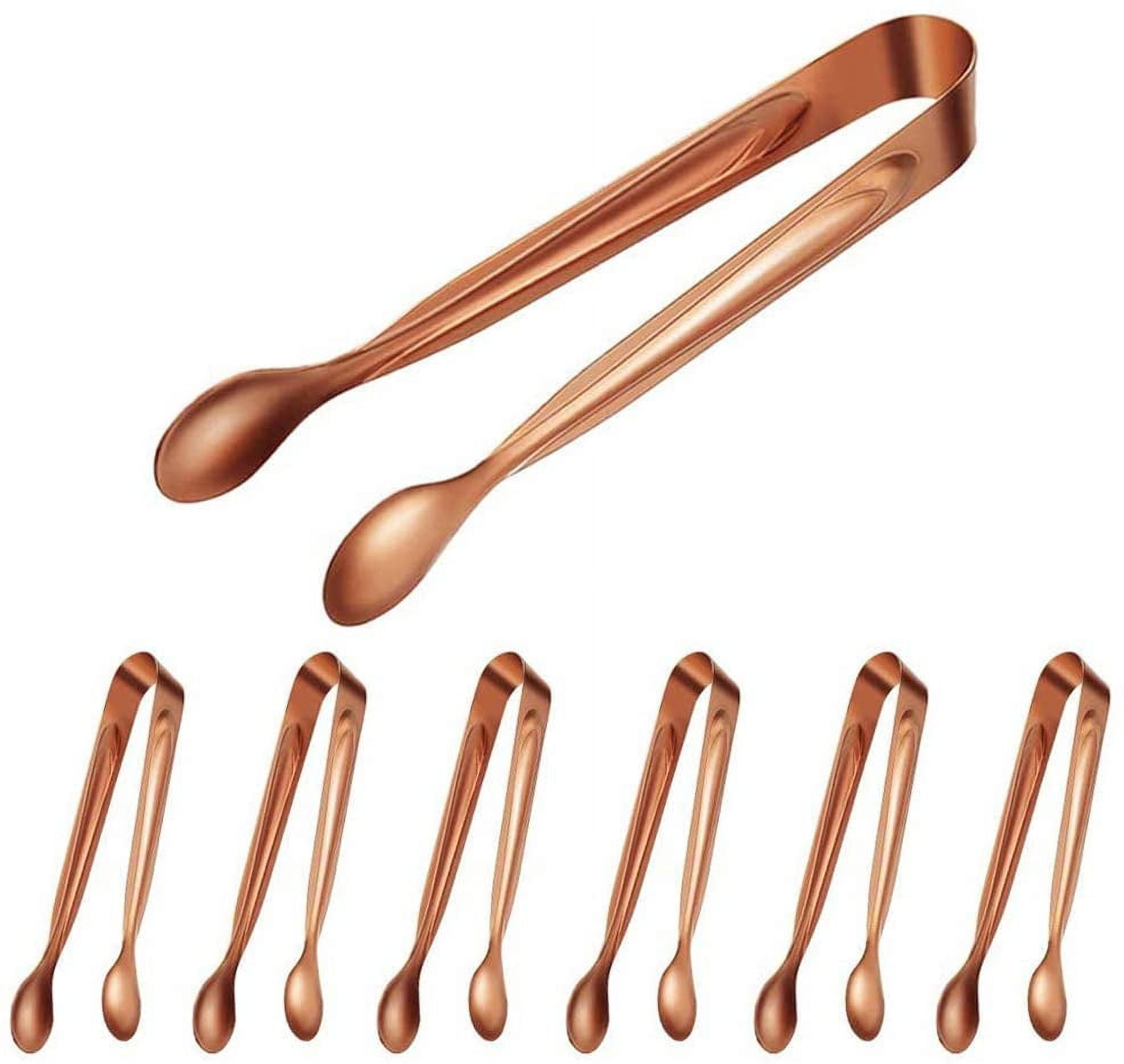 MINKUROW 8Piece Rose Gold Stainless Steel Sugar Tongs Set Stainless