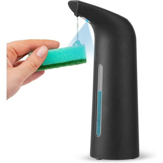 MINKUROW Automatic Soap Dispenser,13.5OZ Soap Dispenser for Kitchen Sink,IPX6 Waterproof Touchless Battery Operated Hand Soap Dispenser for Bathroom,Hotel,Restaurant,Public Place (Black)