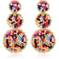 thumbnail image 1 of MINKUROW Beaded Drop Earrings Statement Seed Bead Earring for Women Triple Circle Dangle Earrings for Wedding Party Prom, 1 of 6