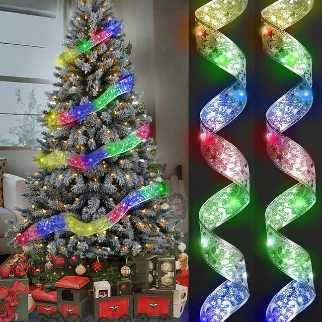 MINKUROW Christmas Tree LED Ribbon Lights,2Pack Total 34FT 100LEDs