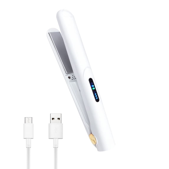 MINKUROW Cordless Flat Iron Hair Straightener for Bangs,Mini Rechargeable Travel Hair Curler for Short Hair,Small Portable Curling Iron with 2600mAh USB Battery Operated Ceramic Fixed Plates