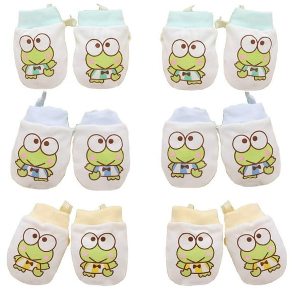 MINKUROW Cute Boys Girls Cotton No Scratch Gloves Drawstring Adjustable Mittens for Baby Infants (6 Pack)