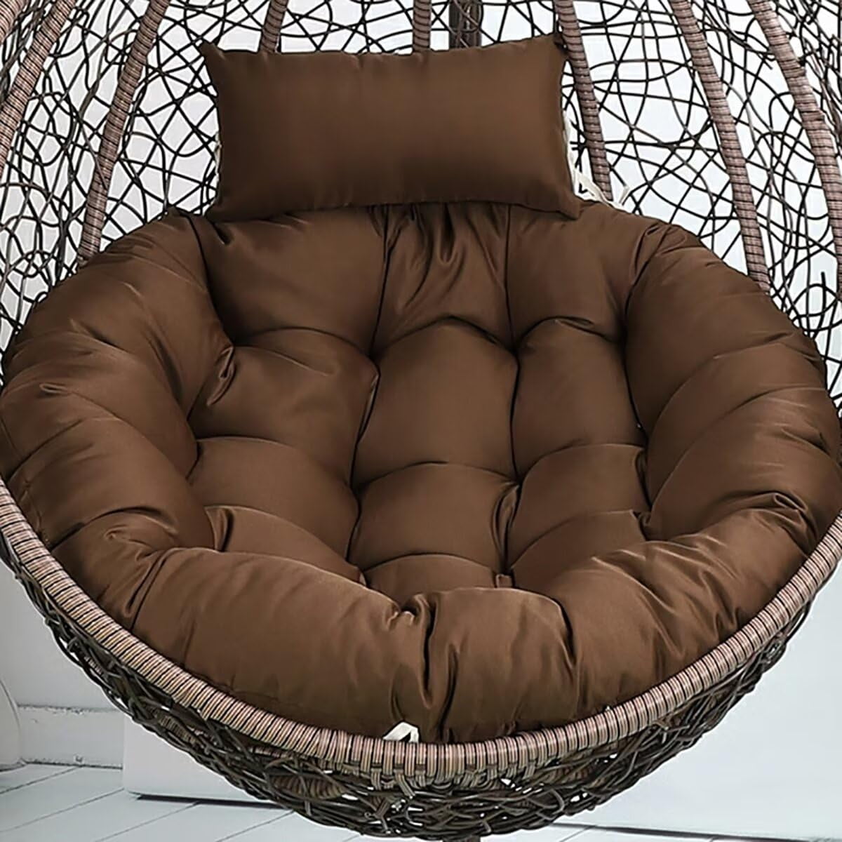 MINKUROW Egg Chair Cushion Replacement Coffee, Round Swing Chair