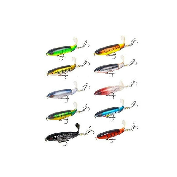 MINKUROW Fishing Lures Baits Whopper Plopper Bass Lure 0.46oz 3.94 inch Artificial Hard Bait Topwater Floating Fishing Lures 10pcs