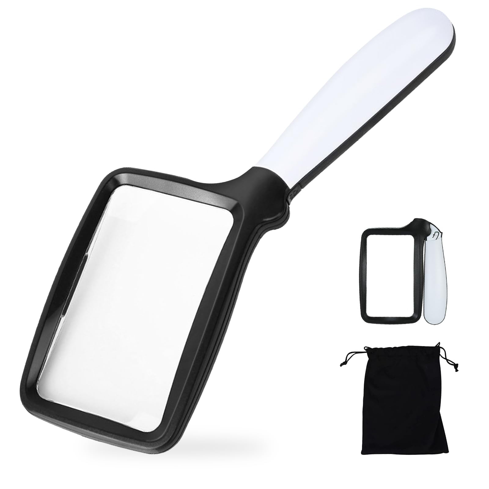 MINKUROW Folding Handheld Magnifying Glass with Light,3X Large