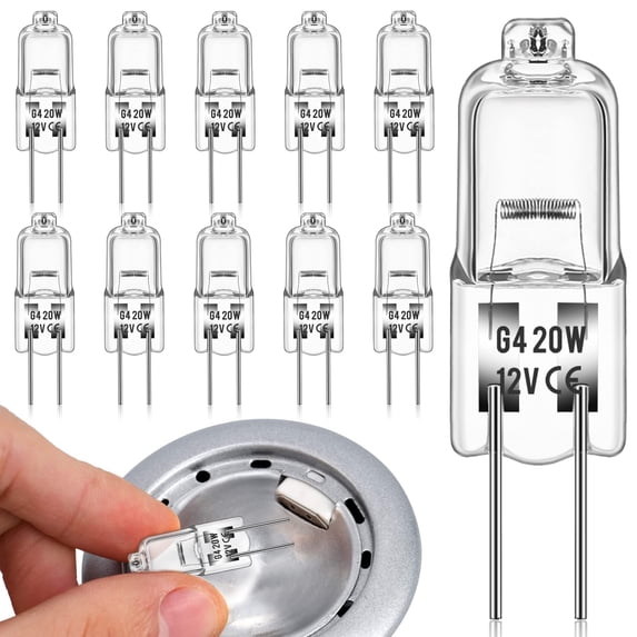 MINKUROW Halogen Light Bulbs,10 Pack G4 Bulb,Halogen Light Bulbs 2 Pin 12V 20W T3 Bi-Pin G4 Base 350lm Long Lifetime Dimmable 3000K Halogen Bulbs for Under Cabinet Puck Light,Chandeliers