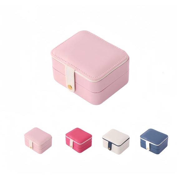MINKUROW Jewelry Leather Travel Case with Mirror,Small Travel Jewelry Organizer,Portable Jewelry Box Mini Storage Organizer Small Display Storage Box For Rings Earrings Necklaces Gifts(Pink)