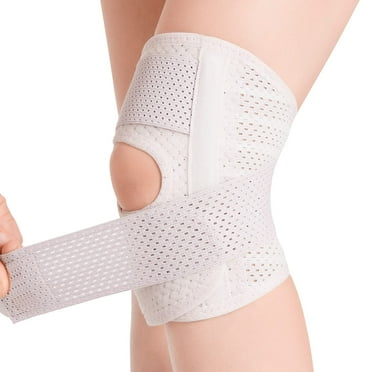 MINKUROW Knee Brace with Side Stabilizers Relieve Meniscus Tear Knee Pain ACL MCL Arthritis,Joint Pain Relief,Breathable Adjustable Knee Support Suitable for Men and Women with Sports Injuries(White)