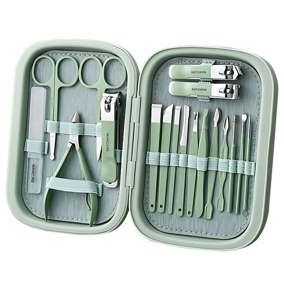 MINKUROW Manicure Set,18 in 1 Nail Clipper Set,Green Pedicure Kit for Pedicure Manicure Cutter,Stainless Steel Nail Care Kit for Men and Women with Portable Magnetic Gift Box