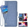 thumbnail image 1 of MINKUROW OnePlus 6 Case,iCoverCase Genuine Leather Wallet Case Slim Fit Folio Book Design with Stand and Card Slots Flip Case Cover for OnePlus 6 (Blue), 1 of 5
