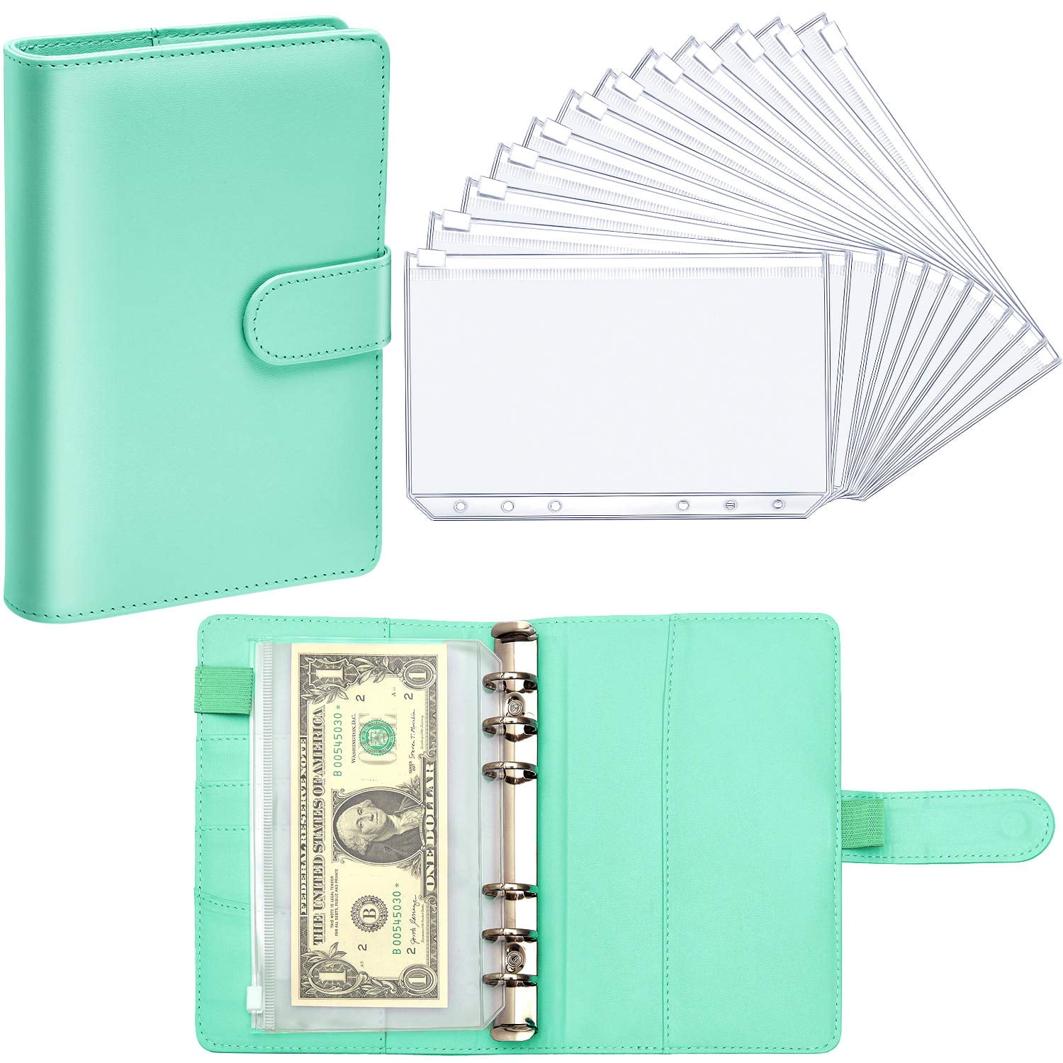 MINKUROW PU Leather Notebook Binder Budget Planner Binder Cover with 12 ...