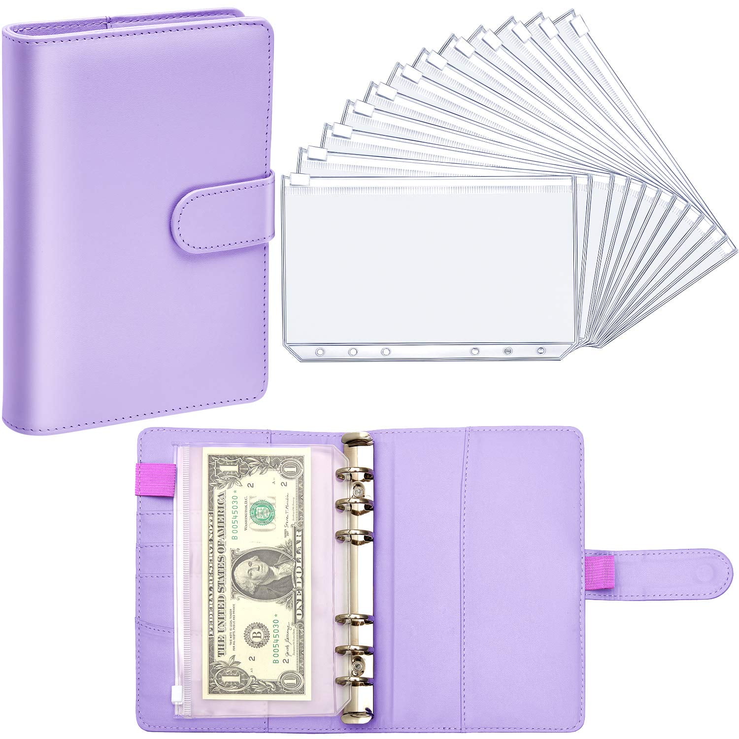 MINKUROW PU Leather Notebook Binder Budget Planner Binder Cover with 12