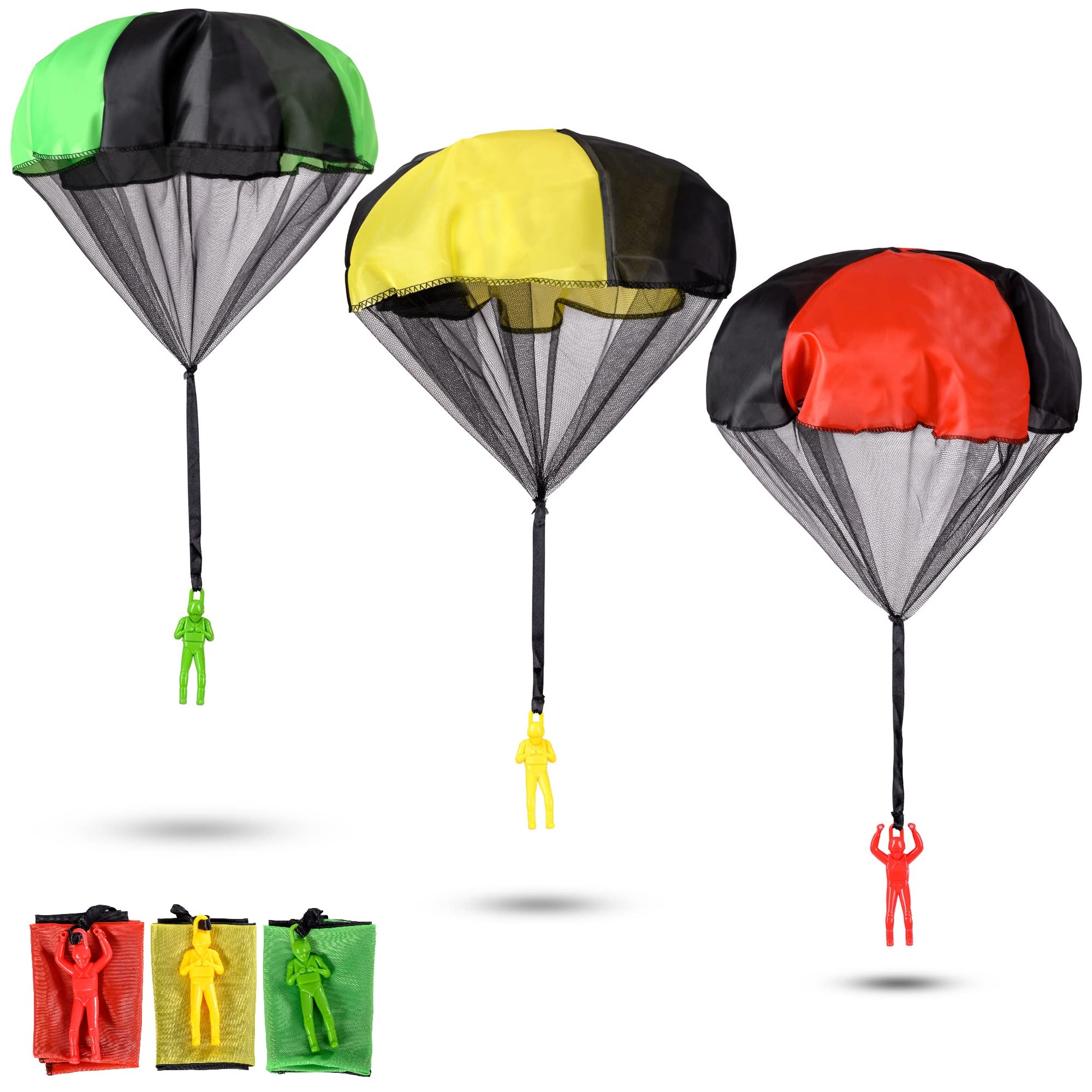 3-Pack Army Parachute Toys - Soldier Figure Parachutes For Kids Outdoor Camping Beach Play-715305