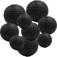 thumbnail image 1 of MINKUROW Round Hanging Paper Lanterns Decorations,Party Wedding Birthday Baby Showers Halloween Supplies,Black 12",10",8",9 Pack, 1 of 7