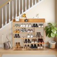 thumbnail image 1 of MINKUROW Shoe Rack,5 Tier Bamboo Shoe Shelf,Shoe Organizers with Spacious Top,Large Shoes Rack for Closet,Entryway,Bedroom(Natural), 1 of 7