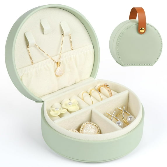 MINKUROW Small Jewelry Case Travel Jewelry Box Jewelry Organizer Storage Case Jewelry Organizer Box Portable Seashell-Shaped Top Handle Jewelry Case for Girls Womens Earring,Necklace,Rings,Bracelets