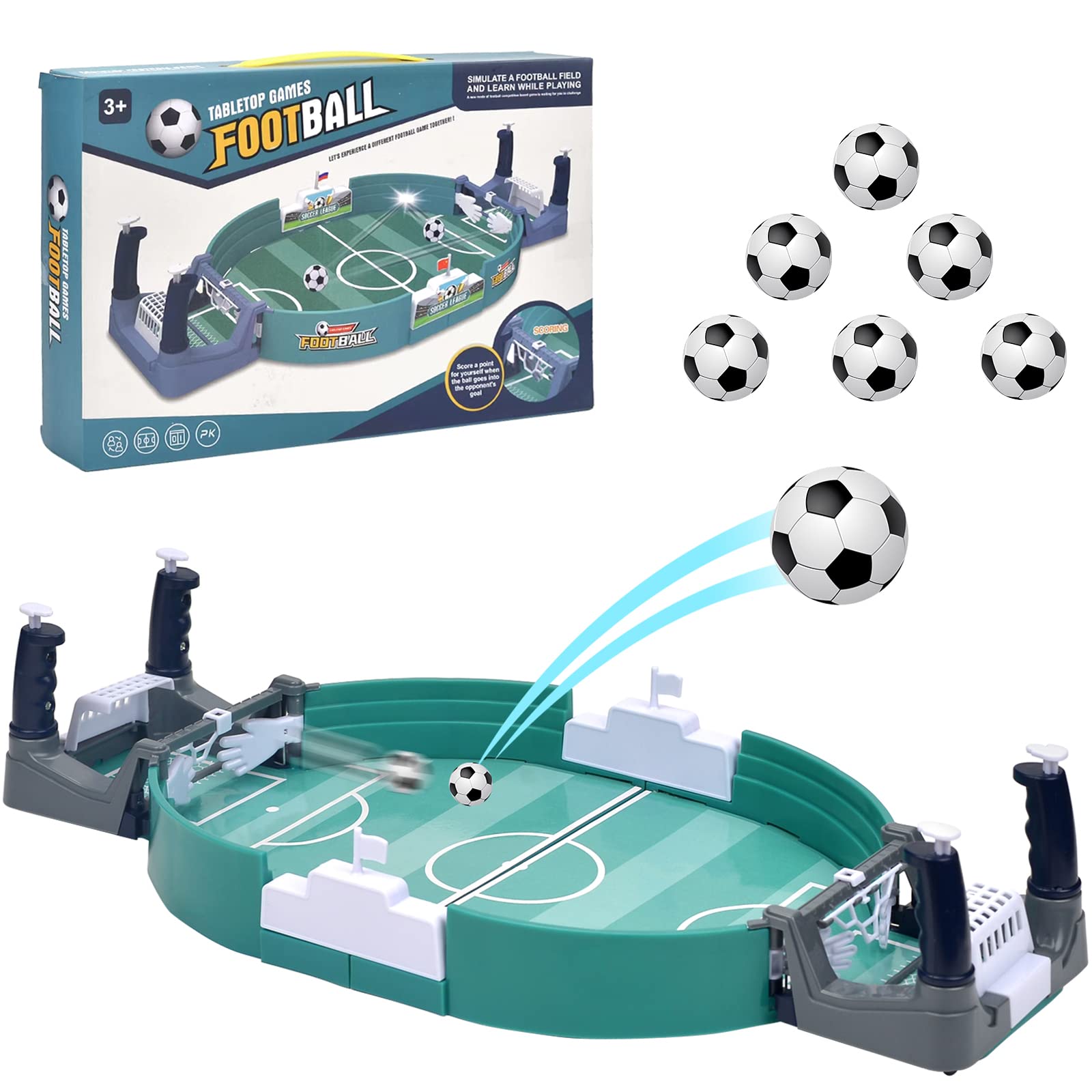 MINKUROW Tabletop Football Game Set,Mini Table Soccer Game with 6