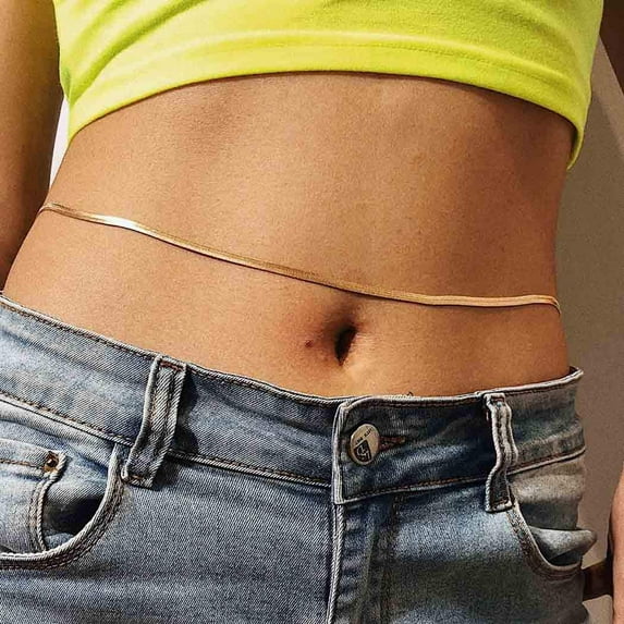 MINKUROW Vintage Waist Chain Sexy Belly Body Chain Summer Beach Bikini Simple Chains Fashion Party Body Accessories Jewelry for Women and Girls Silver