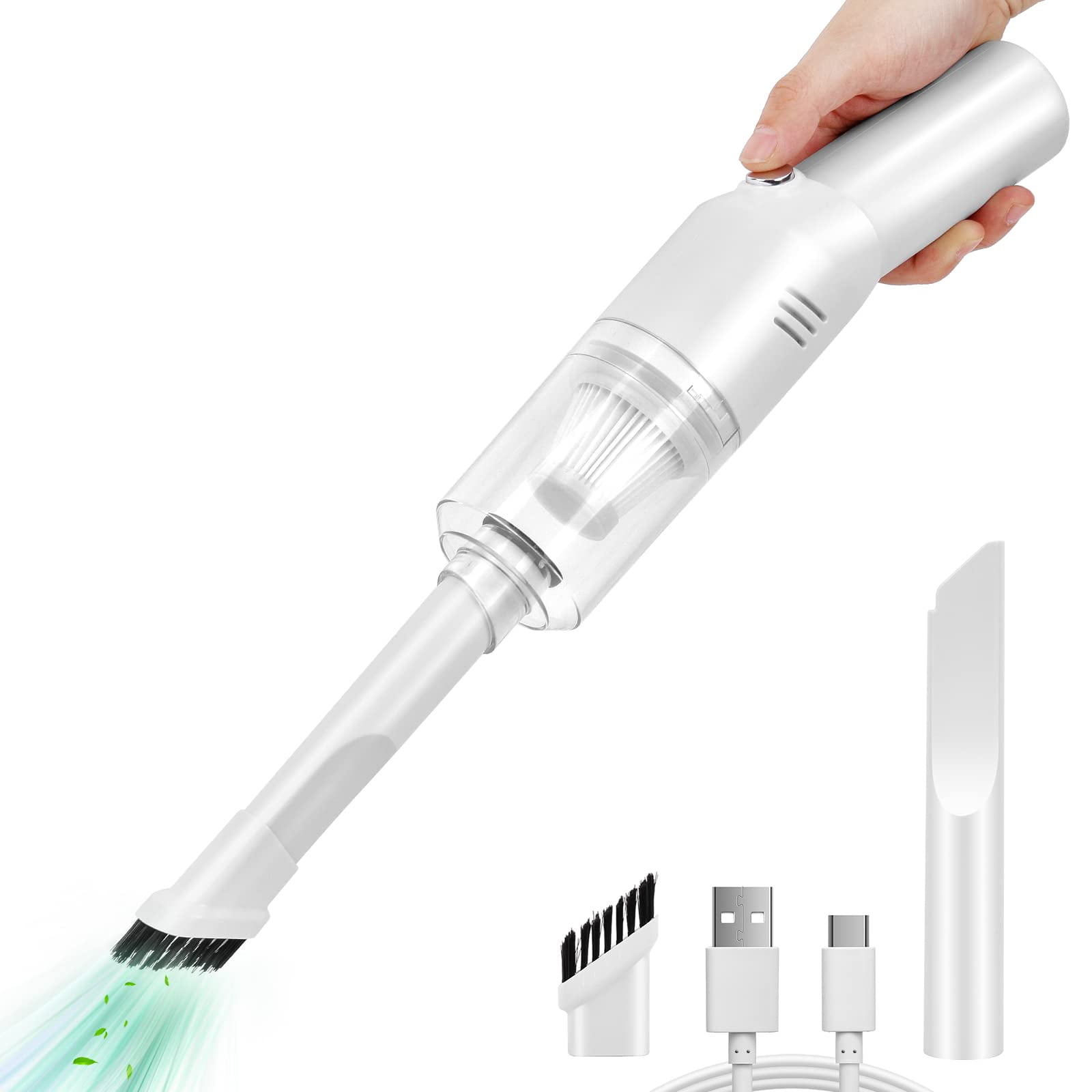 MINKUROW Wireless Mini Car Vacuum Cleaner(400g) Portable Rechargeable,Handheld Vacuums,Mini but Mighty Dust Busters Cordless Rechargeable,Hand Held Vac for Car/Desk V06/white