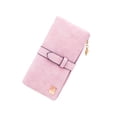 thumbnail image 1 of MINKUROW Womens Wallet, PU Leather Wallet Purse Bifold Wallets for Women with Buckle, Long Ladies Purses With Metal Zipper and Multiple Slots for Working, Travelling(Pink), 1 of 7