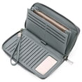 thumbnail image 1 of MINKUROW Womens Wallet RFID Blocking Leather Zip Around Wallet Large Capacity Long Purse Credit Card Clutch Wristlet Gray, 1 of 6