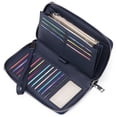 thumbnail image 1 of MINKUROW Womens Wallet RFID Blocking Leather Zip Around Wallet Large Capacity Long Purse Credit Card Clutch Wristlet Navy Blue, 1 of 7