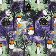 MINKY Pumpkin Heads 58 Inch wide Digital Cuddle® Cardinal Shannon Fabrics Halloween