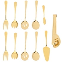 ORDDIART Large Serving Spoons Stainless Steel Set Golden 11-Pcs 9.5x2x1.2in