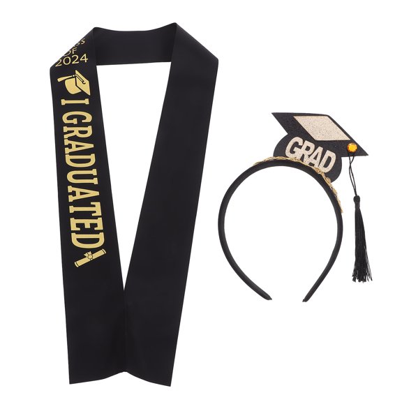 MINLIXIN 1 set of Graduation Sash Grad Shoulder Strap Party Hair Hoop Sash Photo Prop