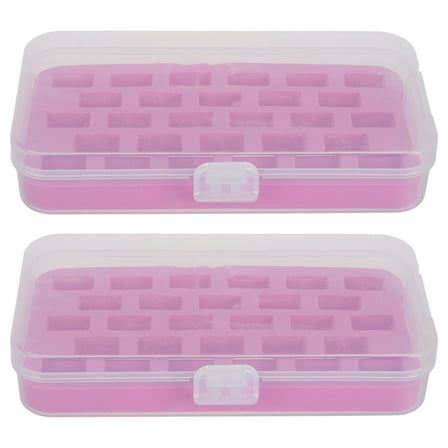 HEMOTON 2pcs Bobbin Storage Case 28 Grids for Sewing Machines Plastic Holder Organizer Empty Box for Thread and Bobbin Storage