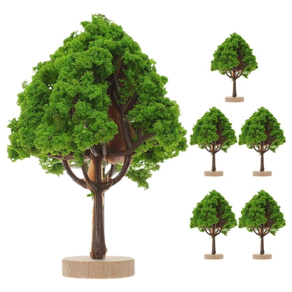 ORDDIART Green Plastic Simulation Street Trees for Model Scenery Decor, 6Pcs