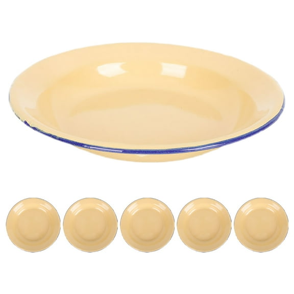EXHUMKY Enamel Plates Yellow 6Pcs 5.5x5.5x1In