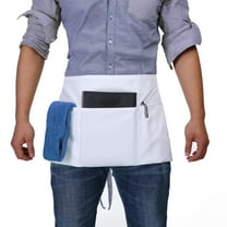 MINLIXIN Server Aprons With 3 Pockets Waterproof Waitress Waiter Short Half Waist Apron For Women Men Kitchen Cooking Restaurants White