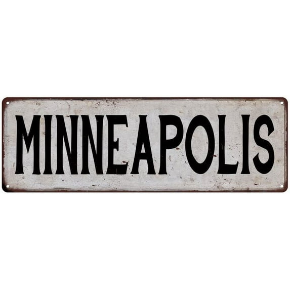 MINNEAPOLIS Vintage Look Rustic Metal 8x24 Sign City State 108240041325